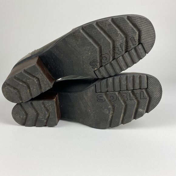 Sorel Cate Cut-Out Boot Womens 8.5 Waterproof Gray Leather Heel Bootie Grunge - Picture 9 of 13
